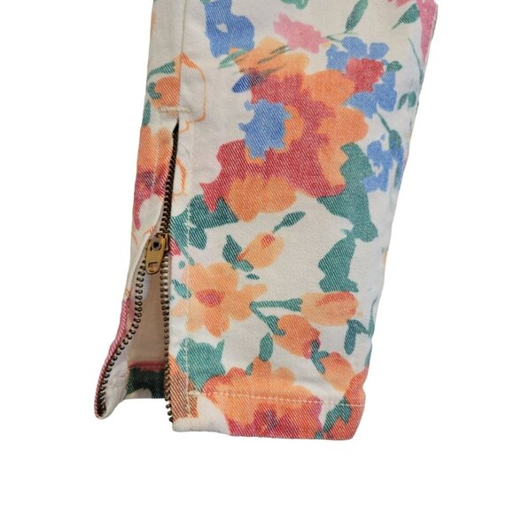 Zara Multicolor Flloral Mid-Rise Skinny Jeans 6 Pants - Picture 5 of 8